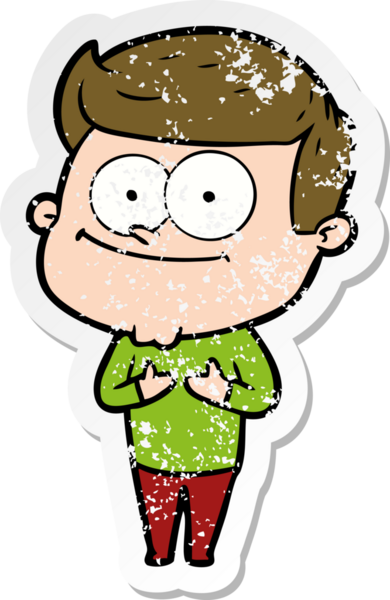 Bir insan tarafından çizilmiş gülümseyen bir karikatür çıkartması.