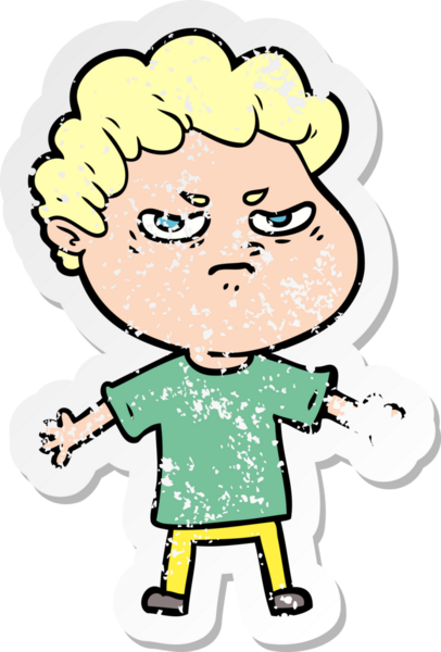 Bir insan tarafından çizilmiş kızgın bir adamın sıkıntılı çıkartması.