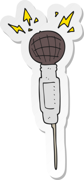 Bir insan tarafından çizilmiş bir karikatür mikrofonunun etiketi.