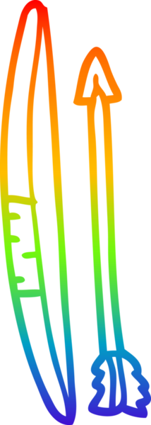 gökkuşağı gradyan çizgi çizimi bir insan tarafından çizilmiş ok ve yay