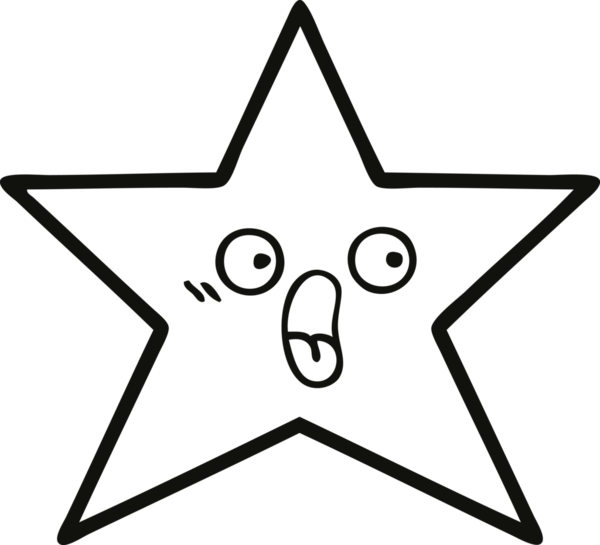 Bir insan tarafından çizilmiş yıldız balığının çizgi çizimi