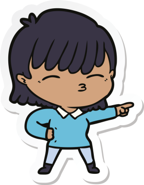 Bir insan tarafından çizilmiş bir karikatür kadının çıkartması.