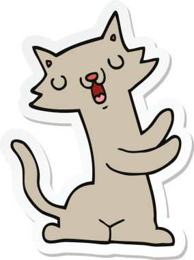 Bir insan tarafından çizilmiş çizgi film kedisinin çıkartması.