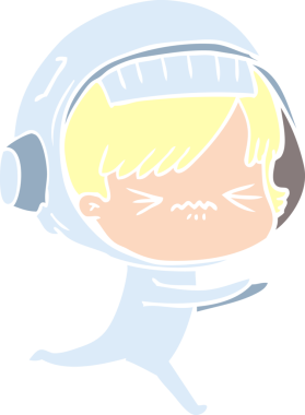 kızgın düz renkli çizgi film kızı bir insan tarafından çizilmiş.