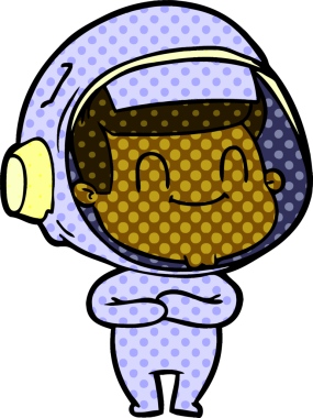 Bir insan tarafından çizilmiş mutlu astronot.