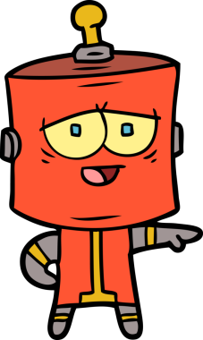 Bir insan tarafından çizilmiş çizgi film robotu