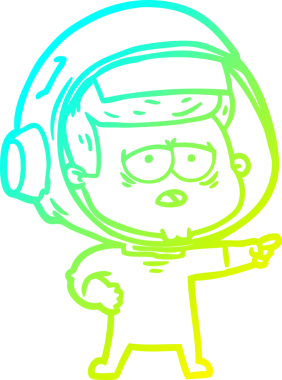 Bir insan tarafından çizilmiş soğuk gradyan çizgi çizimi yorgun astronot