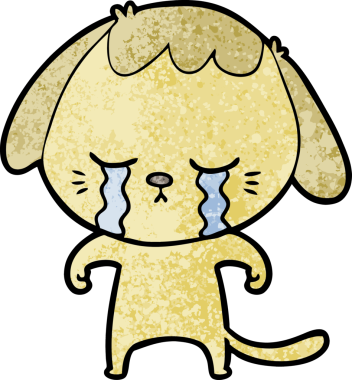 Bir insan tarafından çizilmiş ağlayan bir köpek.