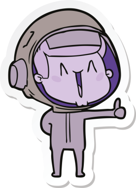 Bir insan tarafından çizilmiş mutlu bir astronotun çıkartması.