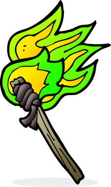 Bir insan tarafından çizilmiş yanan bir meşale.