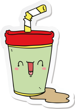 Bir insan tarafından çizilmiş şirin bir karikatür gazozunun çıkartması.