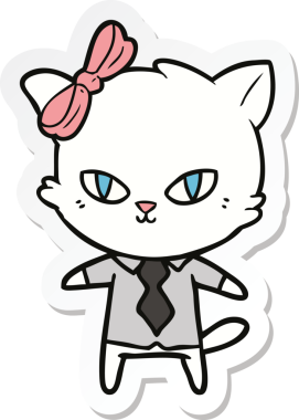 Bir insan tarafından çizilmiş şirin bir kedi patronunun çıkartması.