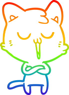 gökkuşağı gradyan çizgi çizimi bir insan tarafından çizilmiş bir çizgi film kedisi