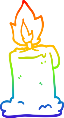 gökkuşağı gradyan çizgi çizimi bir insan tarafından çizilmiş yanan mum