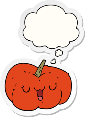 Düşünce baloncuklu balkabağı insan tarafından çizilmiş bir çıkartma.