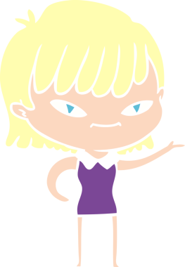 Bir insan tarafından çizilmiş düz renkli karikatür kadın