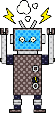 bir insan tarafından çizilmiş bir robotun çizgi roman tarzı