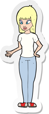 Bir insan tarafından çizilmiş bir karikatür kadının çıkartması.