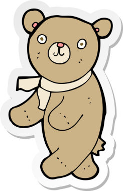 Bir insan tarafından çizilmiş şirin bir oyuncak ayının çıkartması.