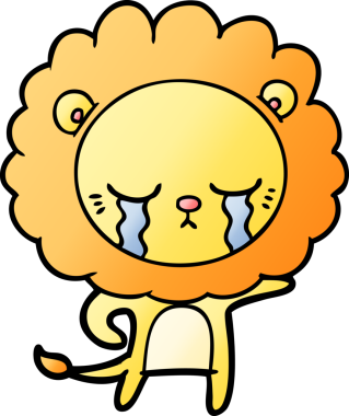 Bir insan tarafından çizilmiş ağlayan çizgi film aslanı.