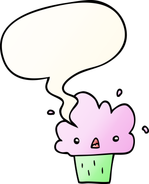 Bir insan tarafından çizilmiş yumuşak eğimli konuşma baloncuklu çizgi film keki.