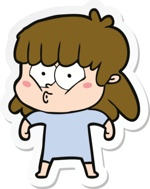 Bir insan tarafından çizilmiş ıslık çalan bir kızın çıkartması.