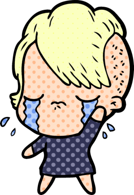 Bir insan tarafından çizilmiş ağlayan kız.