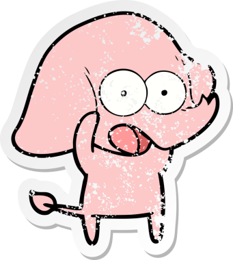 Bir insan tarafından çizilmiş şirin bir filin sıkıntılı çıkartması