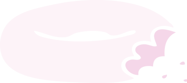 Bir insan tarafından çizilmiş garip bir çizgi film ısırılmış çörek.