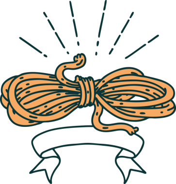 Bir insan tarafından çizilmiş dövme stili yara ipli parşömen.