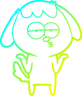 Bir insan tarafından çizilmiş ve sıkılmış bir köpeğin soğuk çizgi çizimi.