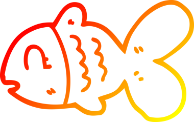 Bir insan tarafından çizilmiş karikatür balığının sıcak çizgi çizimi