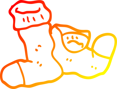 Bir insan tarafından çizilmiş bir çizgi film çorabının çizimi.