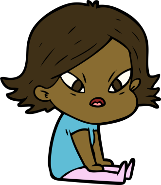 Çizgi film bir insan tarafından çizilmiş stresli kadın.