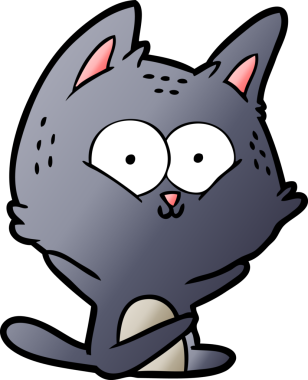 Bir insan tarafından çizilmiş çizgi film kedisi.