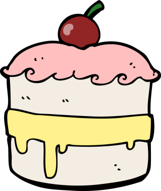 Bir insan tarafından çizilmiş çizgi film pastası.