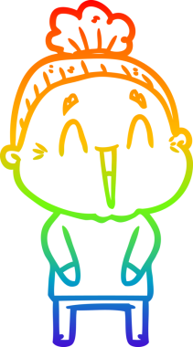 Gökkuşağı gradyan çizgi çizimi Bir insan tarafından çizilmiş mutlu yaşlı kadın