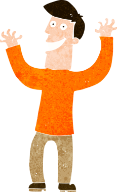 Bir insan tarafından çizilmiş heyecanlı bir çizgi film.