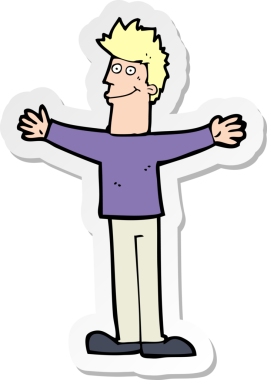 Bir insan tarafından çizilmiş mutlu bir adamın çıkartması.