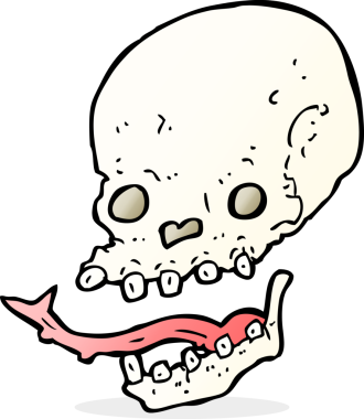 Bir insan tarafından çizilmiş ürkütücü bir kafatası.