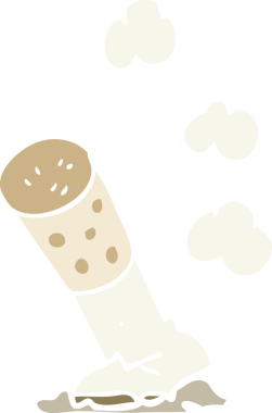 Bir insan tarafından çizilen sigaranın düz renk çizimi