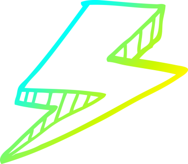 Bir insan tarafından çizilmiş bir çizgi film yıldırımının soğuk gradyan çizimi