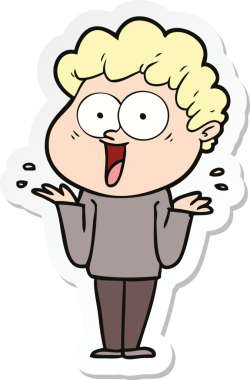 Bir insan tarafından çizilmiş mutlu bir adamın çıkartması.