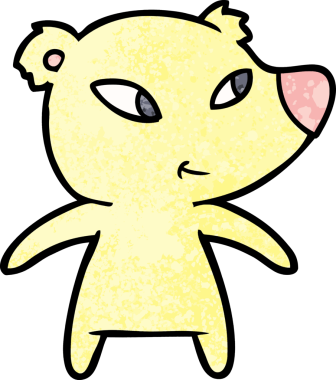 Bir insan tarafından çizilmiş sevimli çizgi film ayısı.