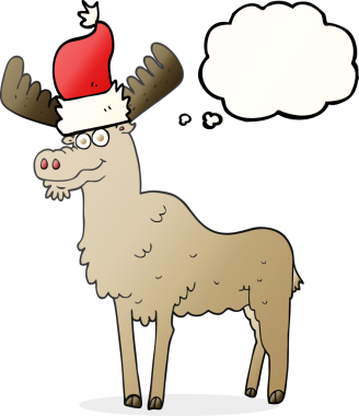 Bir insan tarafından çizilmiş serbest çizim balon karikatür noel geyiği.