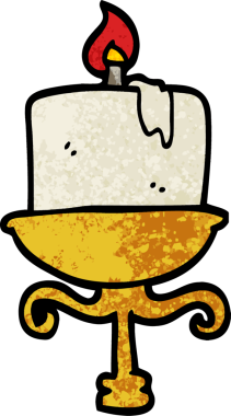 Grunge desenli çizim karikatürü Bir insan tarafından çizilmiş eski şamdan