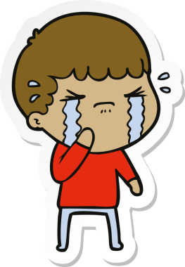 Bir insan tarafından çizilmiş, ağlayan bir çizgi film karakterinin çıkartması.