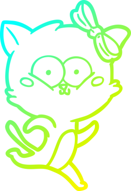 Bir insan tarafından çizilen çizgi film kedisinin soğuk gradyan çizgisi.