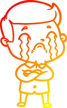 Bir insan tarafından çizilmiş ağlayan bir çizgi film karakteri çizimi.