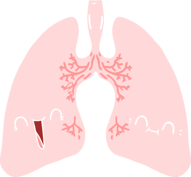 Bir insan tarafından çizilmiş düz renkli çizgi film akciğerleri